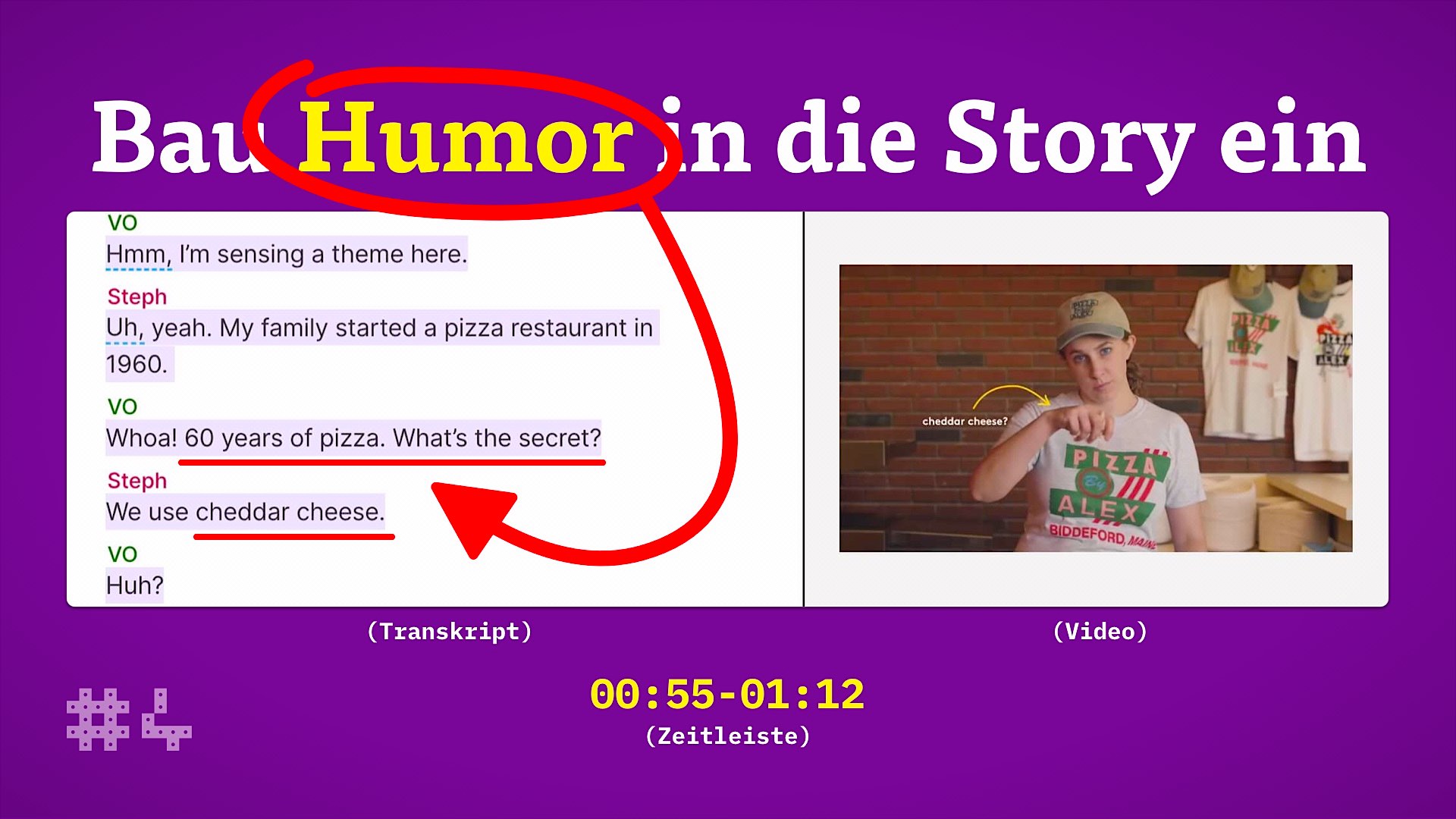 Bau Humor in die Story ein